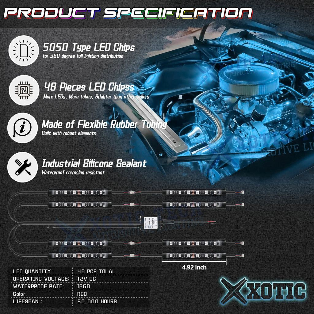 RGB LED Motorcycle Ground Effect Neon Glow Light Strips for Harley (2004-2024)