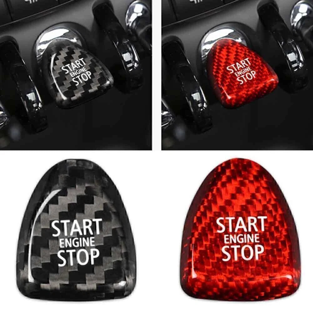 Black Carbon Fiber Trim Keyless Start Button Cover for BMW Mini Cooper (F56 2014–2021)