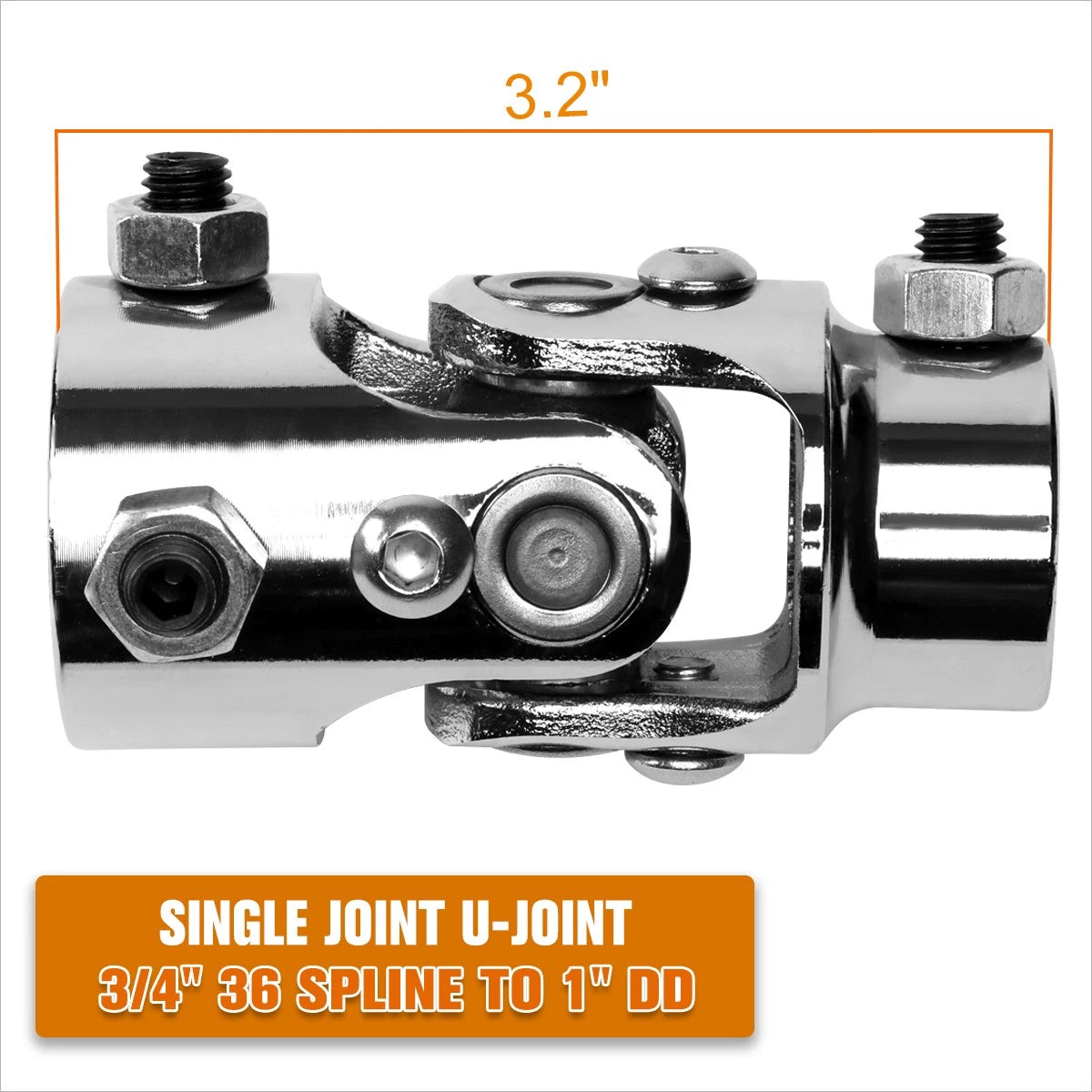 Steering U-Joint Kit 13/16" 36 Spline to 1" DD Stainless Steel