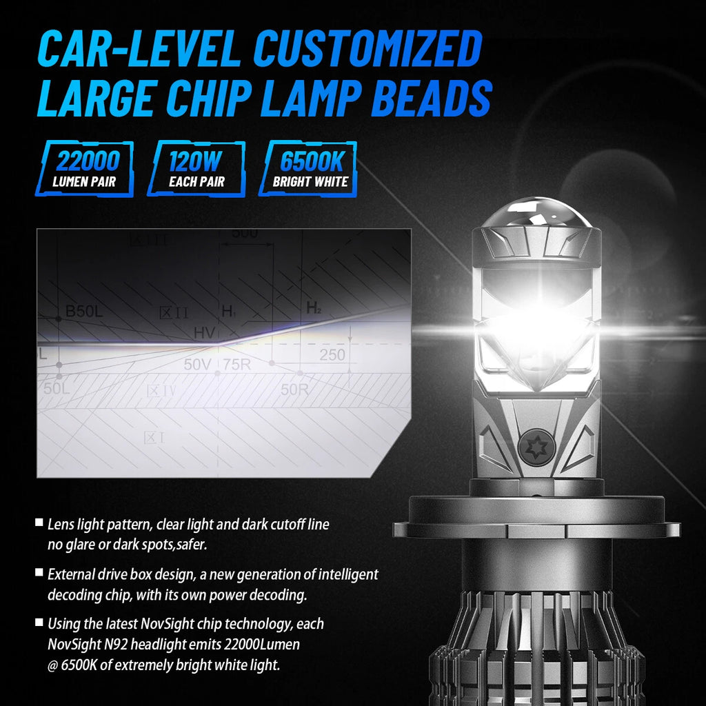 2X H4 9003 HB2 LED Headlight Bulbs 40000LM IP68 for Car Van