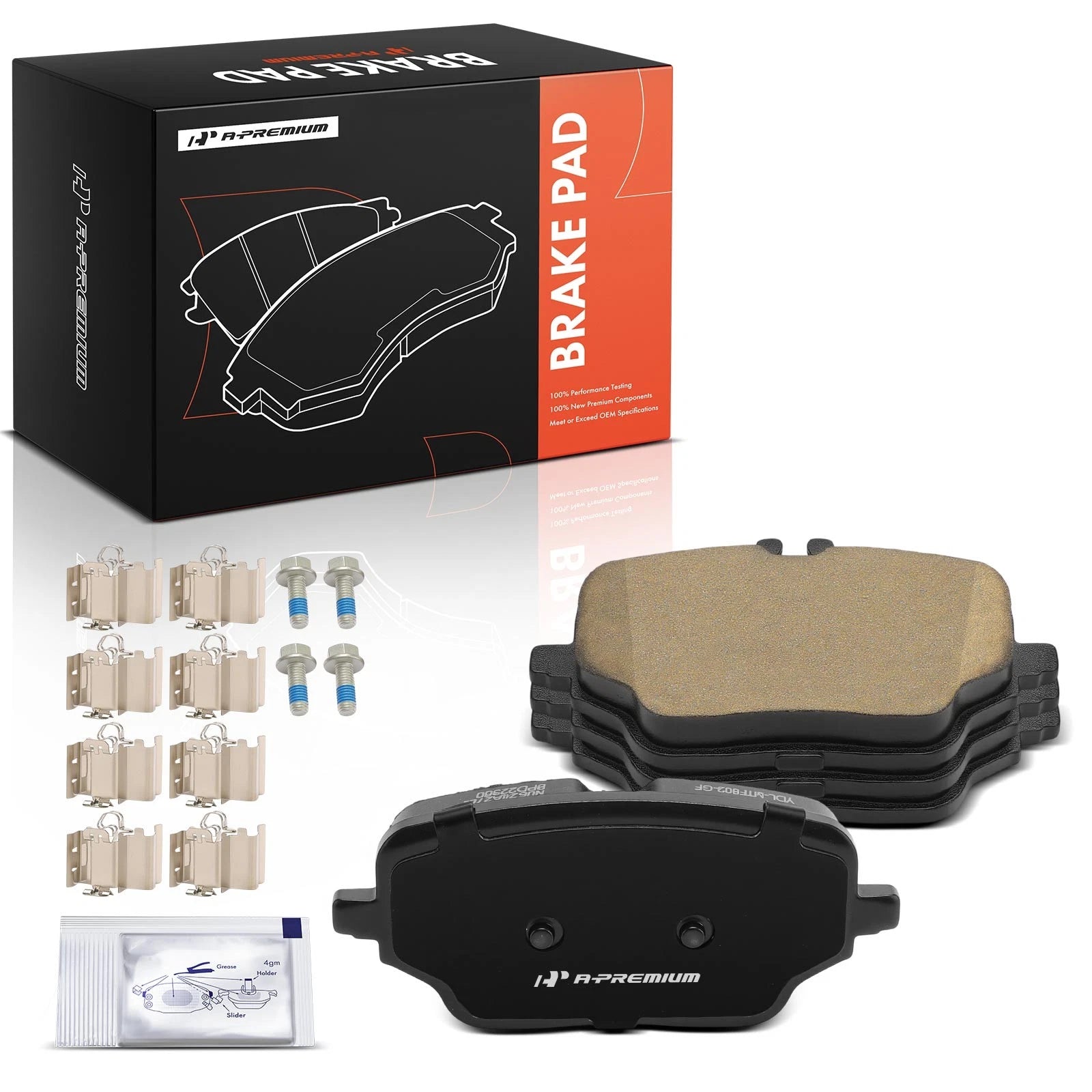 Set of 4 Rear Ceramic Brake Pads with Hardware for Mercedes-Benz GLE350 (2020–2023)