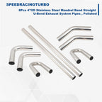 Stainless Steel Exhaust System Kit 4" Universal Straight U-Bend (8pcs)