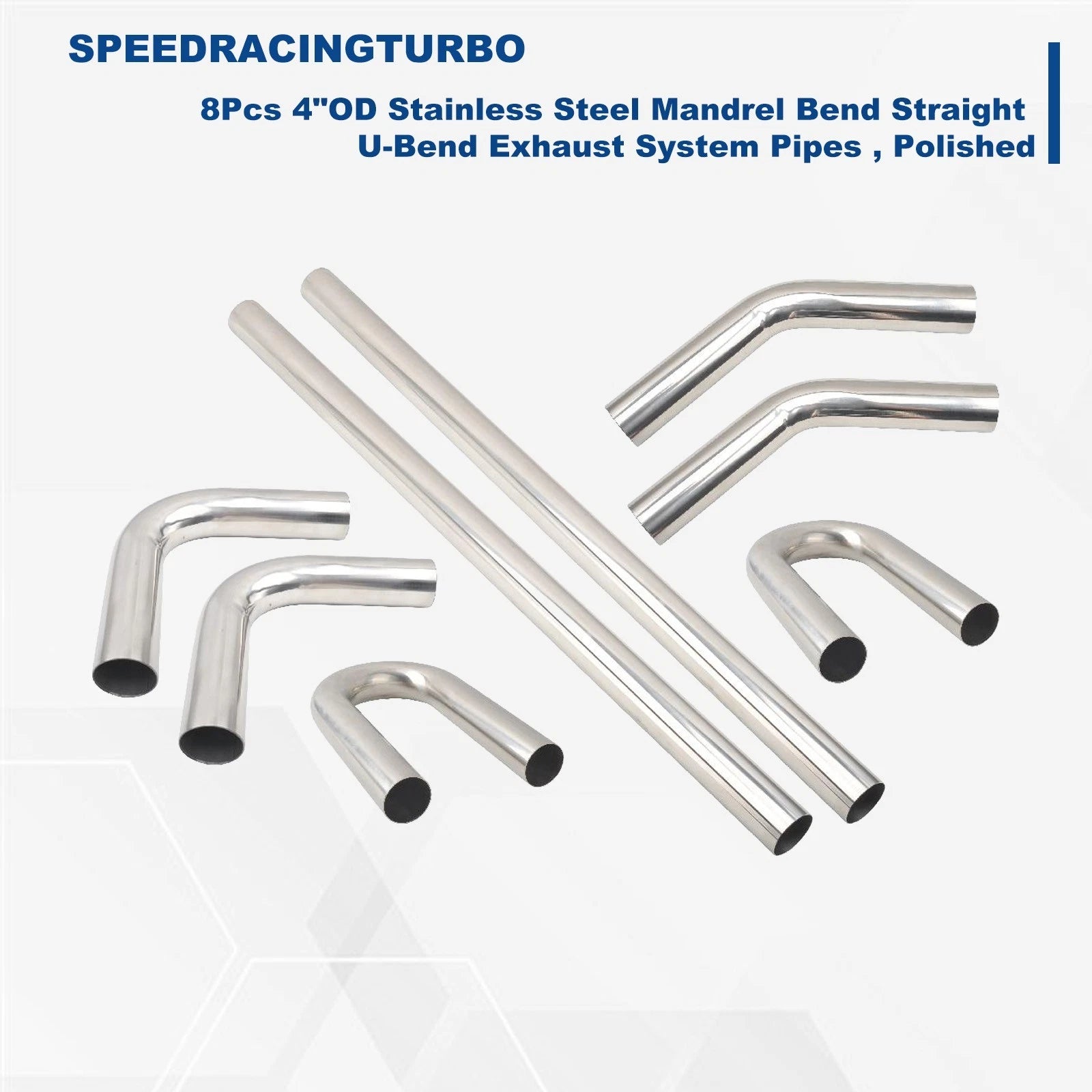 Stainless Steel Exhaust System Kit 4" Universal Straight U-Bend (8pcs)