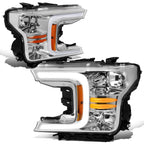 Chrome Amber LED DRL Headlights for Ford F150 (2018–2020)