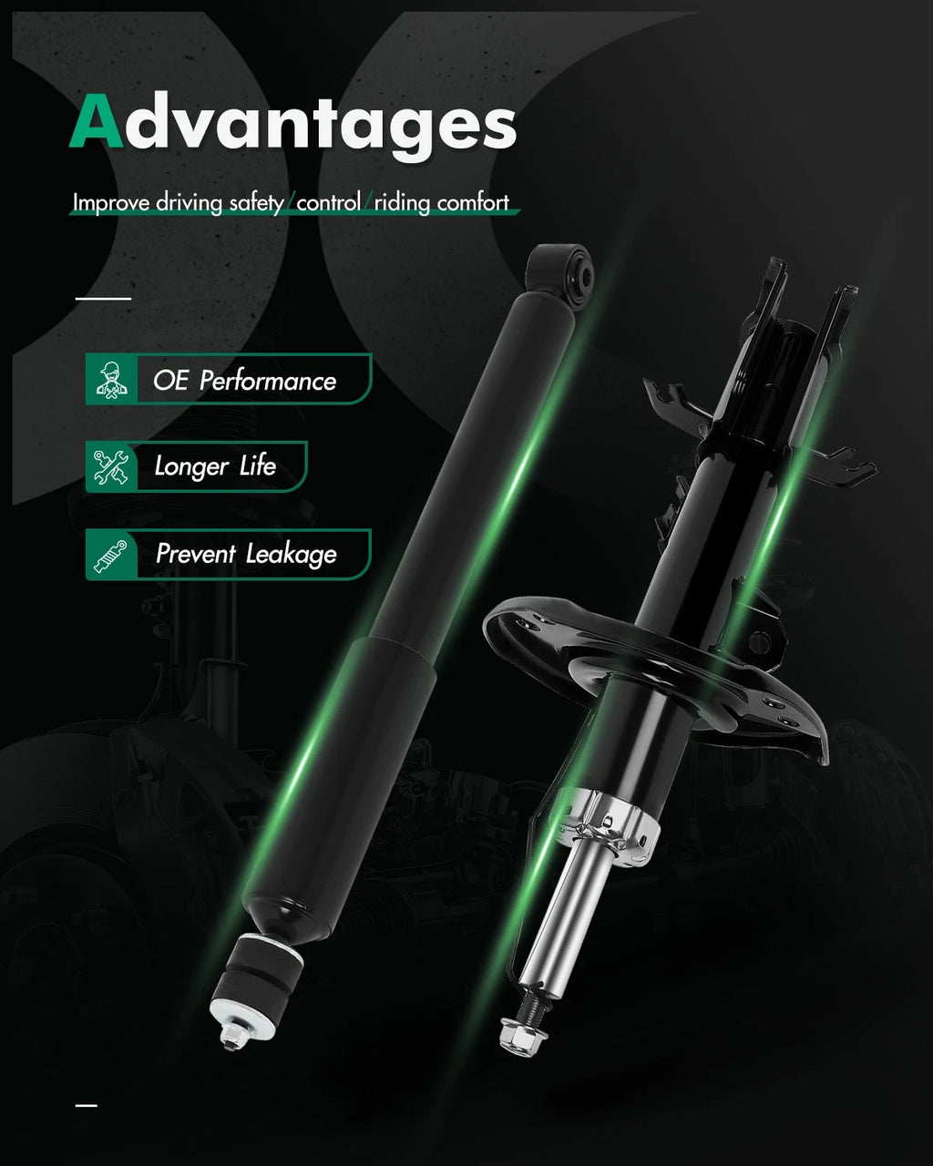 Set of 4 Shocks and Struts for Nissan Sentra (2014–2019) 1.8L