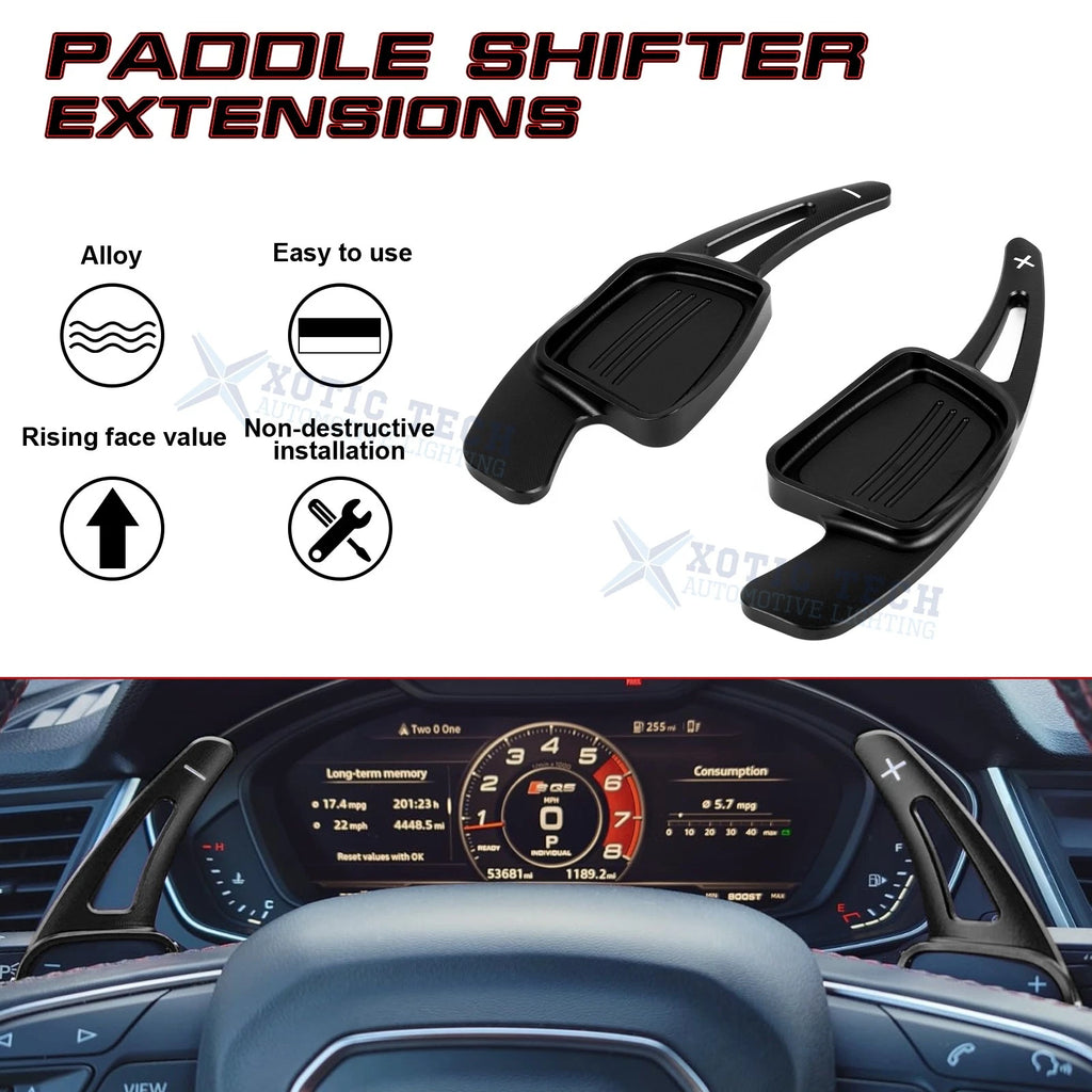 Black Aluminum Paddle Shifter Extension Kit for Audi A3 A4 A5 (2015-2019)