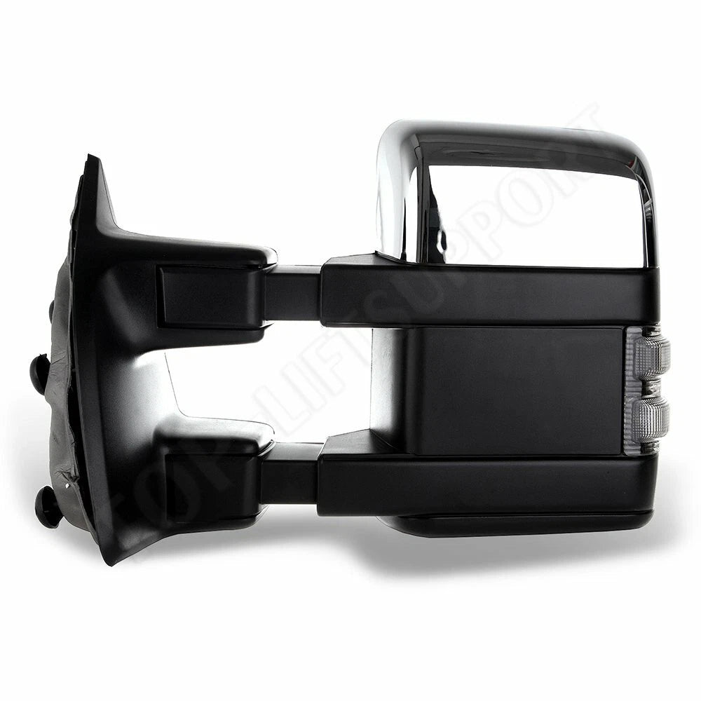 Set of 2 Chrome Tow Power Heated Smoke Signal Side Mirrors for F250-F550