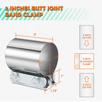 2X 2" ID Stainless Steel Catback Exhaust Butt Joint Band Clamps for Universal