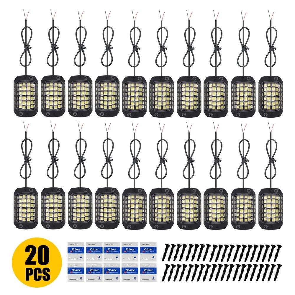 Set of 4 Universal LED White Underbody Light Underglow Lamps Kit