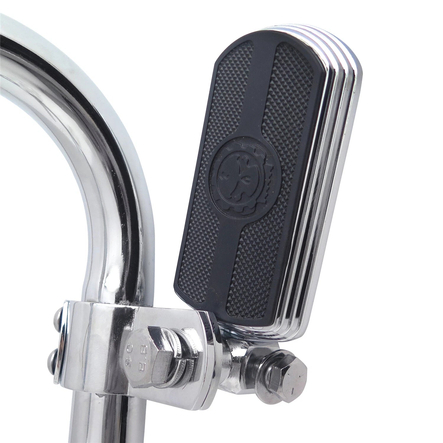 Chrome Gear Skull Foot Peg Clamp for Harley Sportster Touring (1", 1 1/4", 25mm, 32mm)