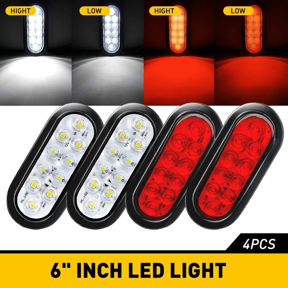 6" Amber Oval LED Trailer Light for Truck (Waterproof, IP67 Sealed)