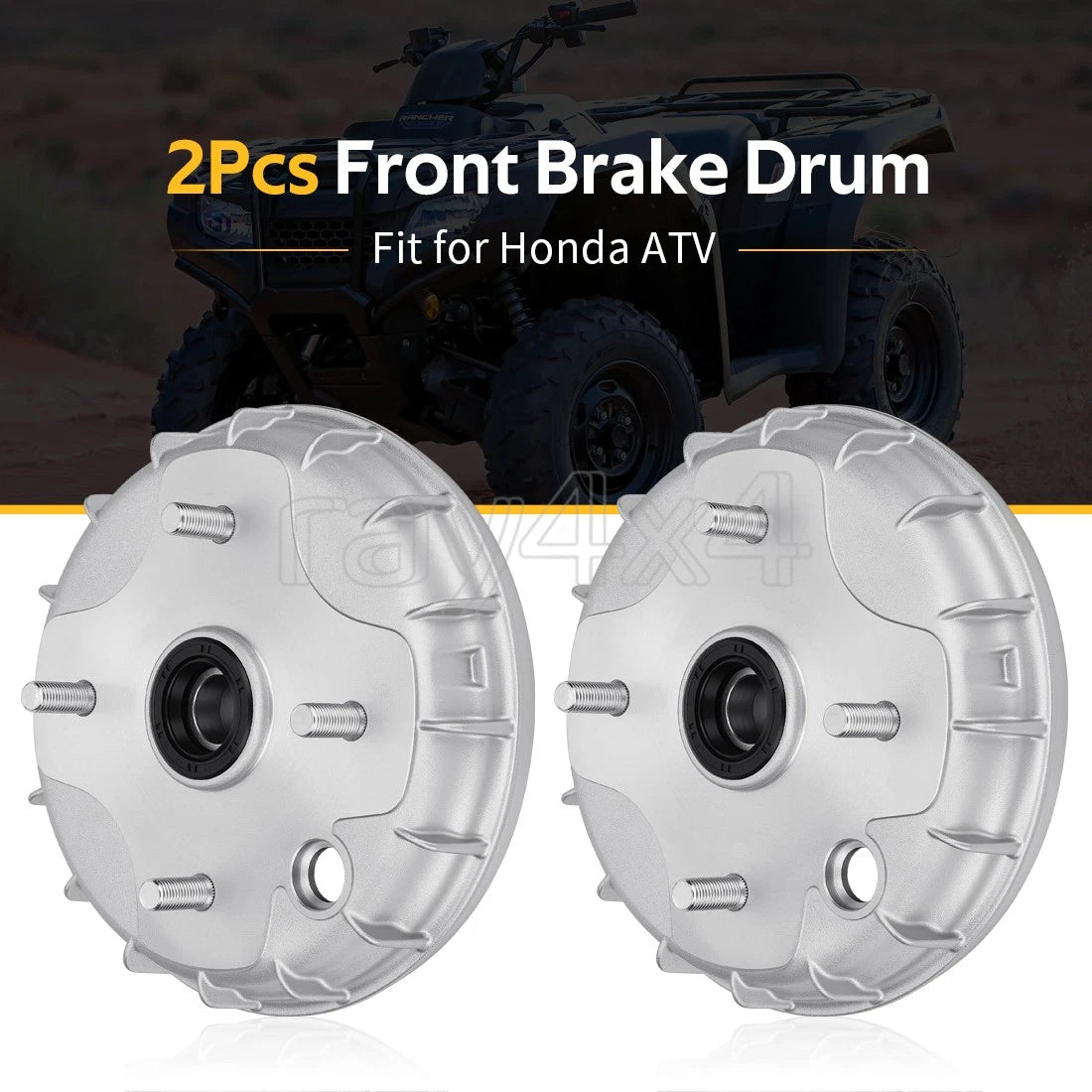 2Pcs Front Brake Drum for Honda TRX350TM 2x4 Rancher 350 (2000–2006) 44600-HN4-670