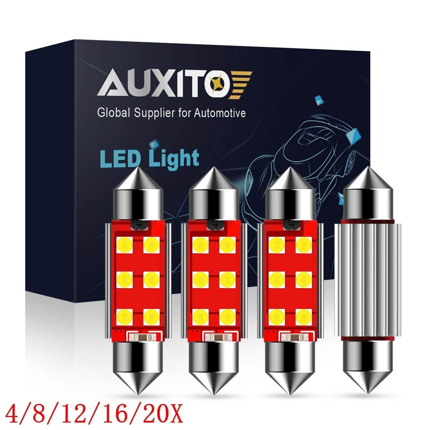 Set of 2 LED Interior Map Light Bulbs for Various Models (41MM)