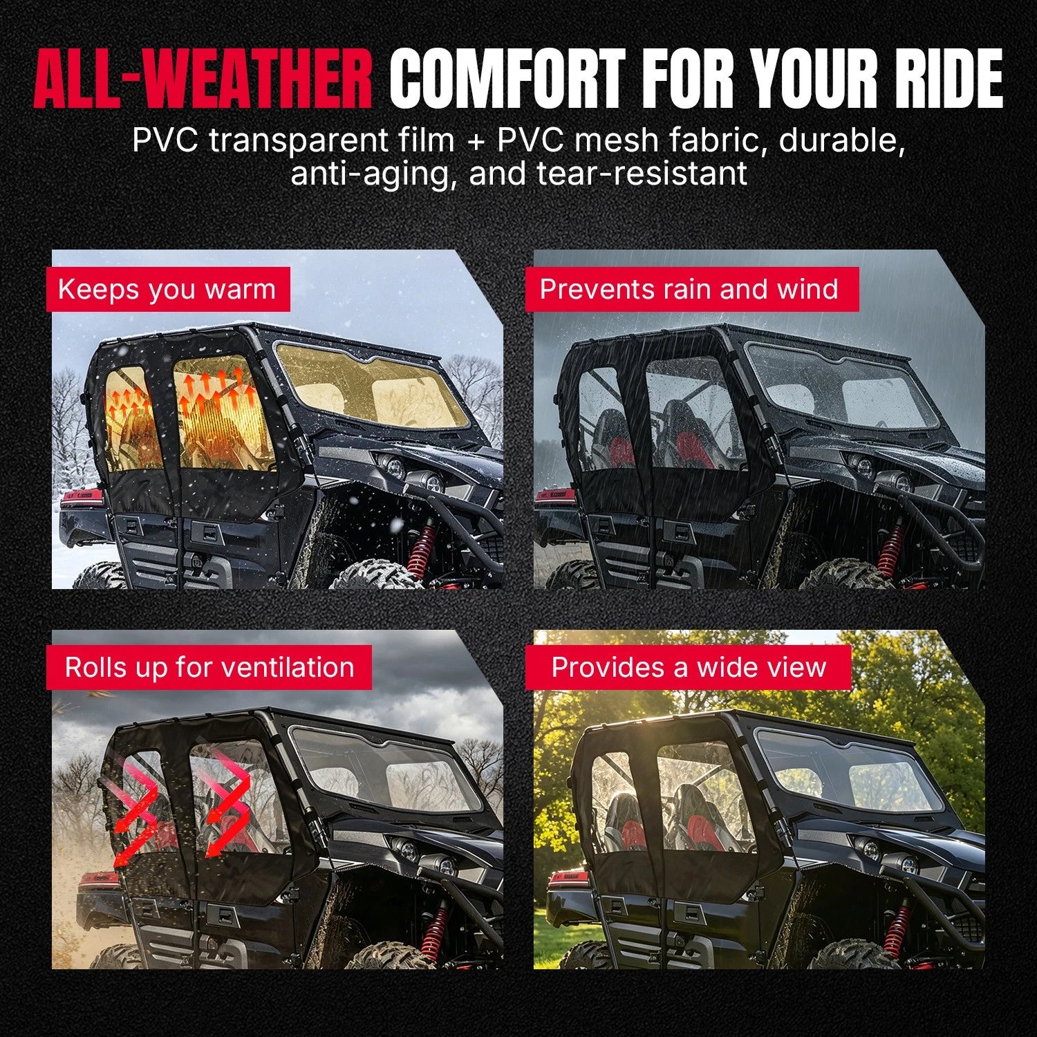 Soft Door Cab Enclosure Kit for Kawasaki KRT800 Teryx4 S LE (2016–2025)