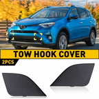 Pair Front Bumper Tow Hook Eye Cover Caps for Toyota RAV4 (2016–2018)