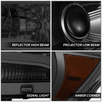 3D LED Bar Chrome Smoked Amber Projector Headlights for Chevrolet Colorado (2015–2022)