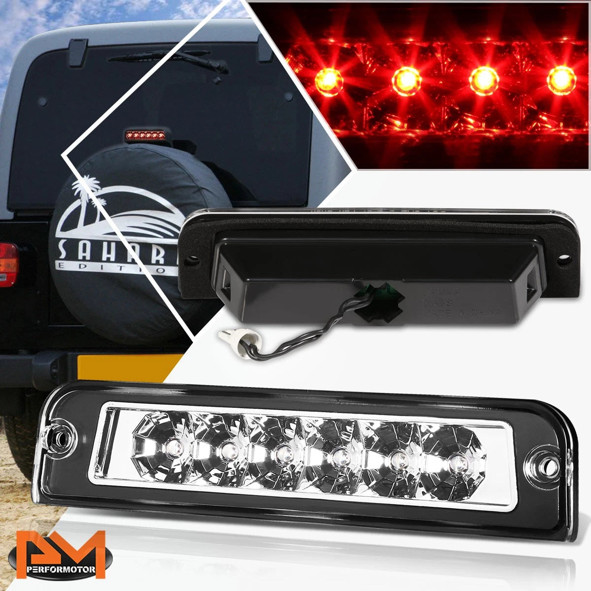 Full LED Third Brake Light for Jeep Wrangler (1997–2006) Chrome