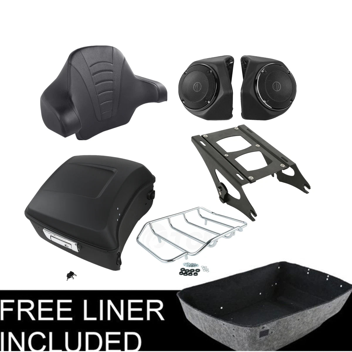 Matt Black Trunk Pad Mount Rack Speakers for Harley Road Glide (2014–2025)