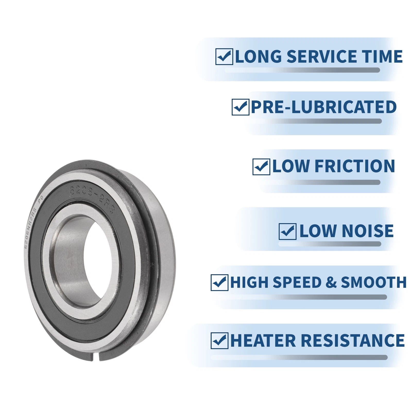 6206NR2RS Deep Groove Ball Bearing for Scooter Skateboard (30x62x16mm)