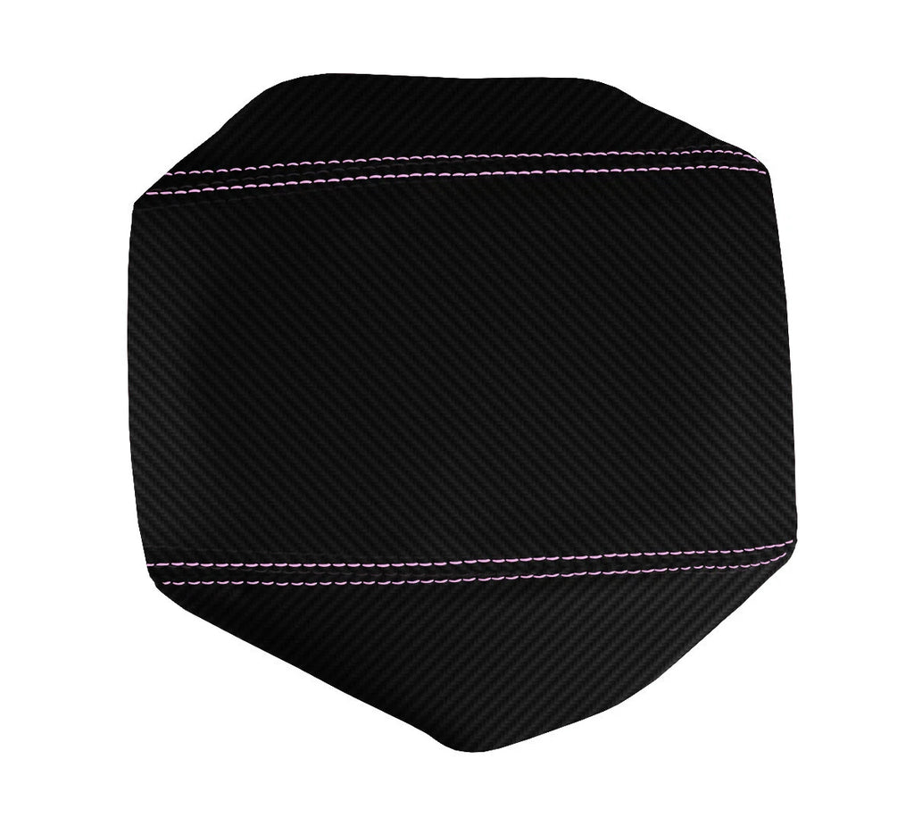 Center Console Armrest Cover for Audi Q5 (2018–2023) Carbon Fiber Pink Stitch