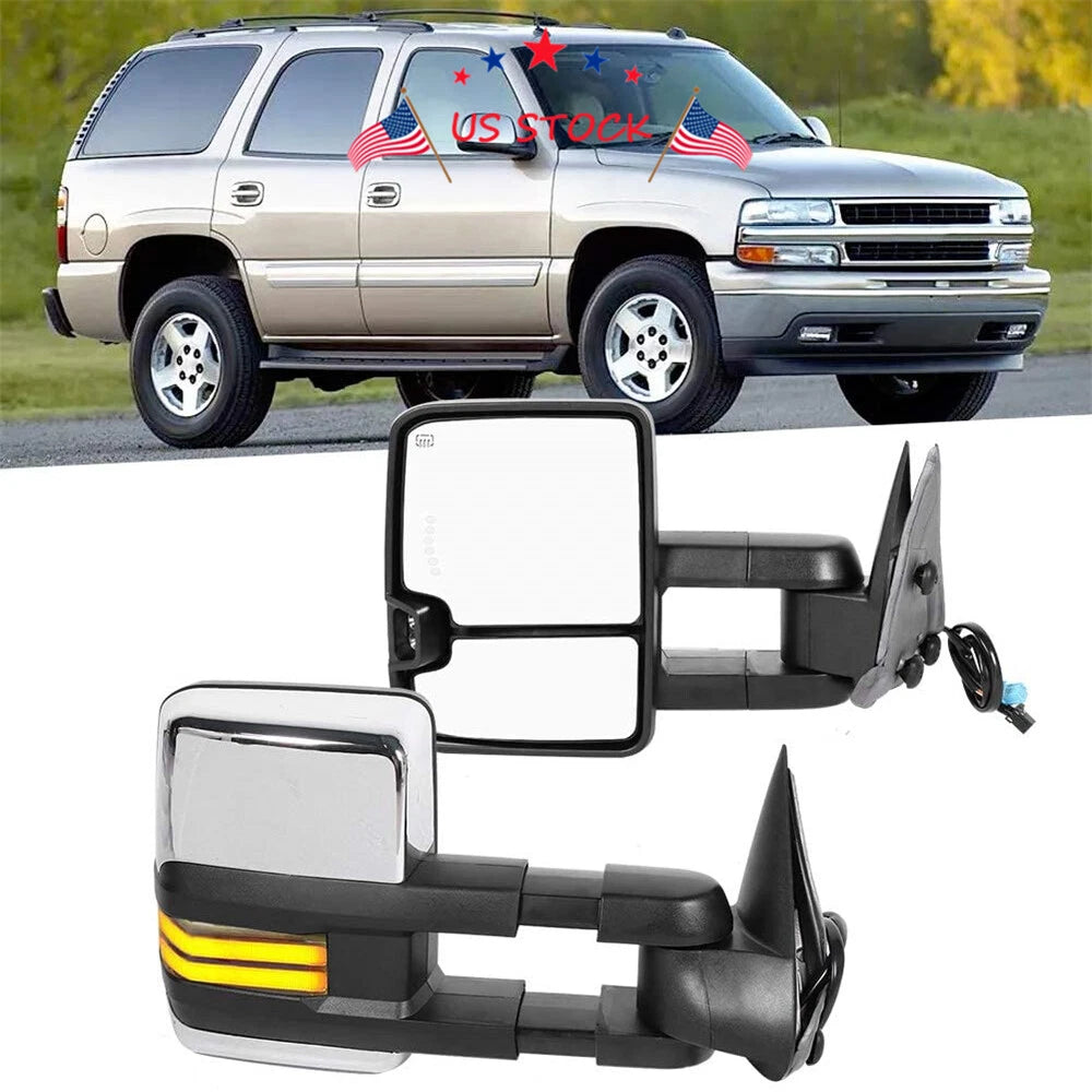 Chrome Power Heated Towing Mirrors for Chevy Silverado GMC Sierra