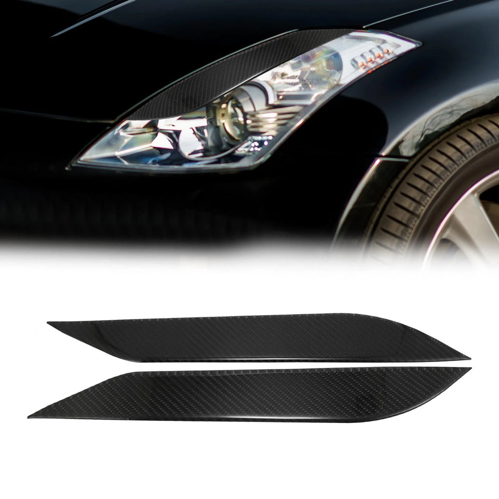 1 Pair Headlight Eyebrows Sticker for Nissan 350Z (2003–2009) Carbon Fiber
