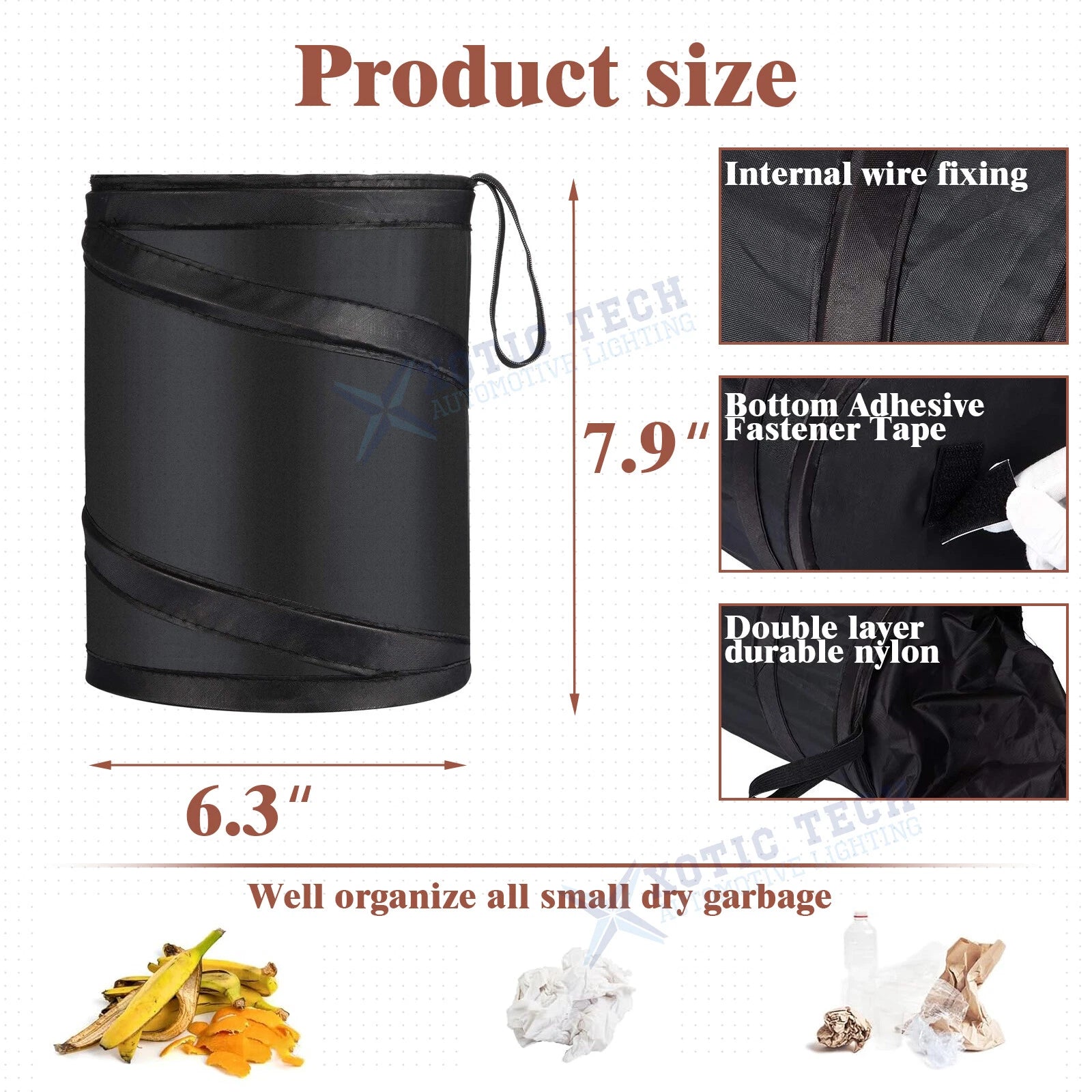 Hanging Garbage Container Bin for Car Minivans SUVs (-)