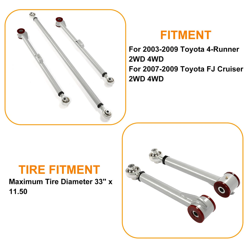 Set of 2 Rear Control Arms + Track Bar for 4Runner FJ Cruiser (2003–2009)
