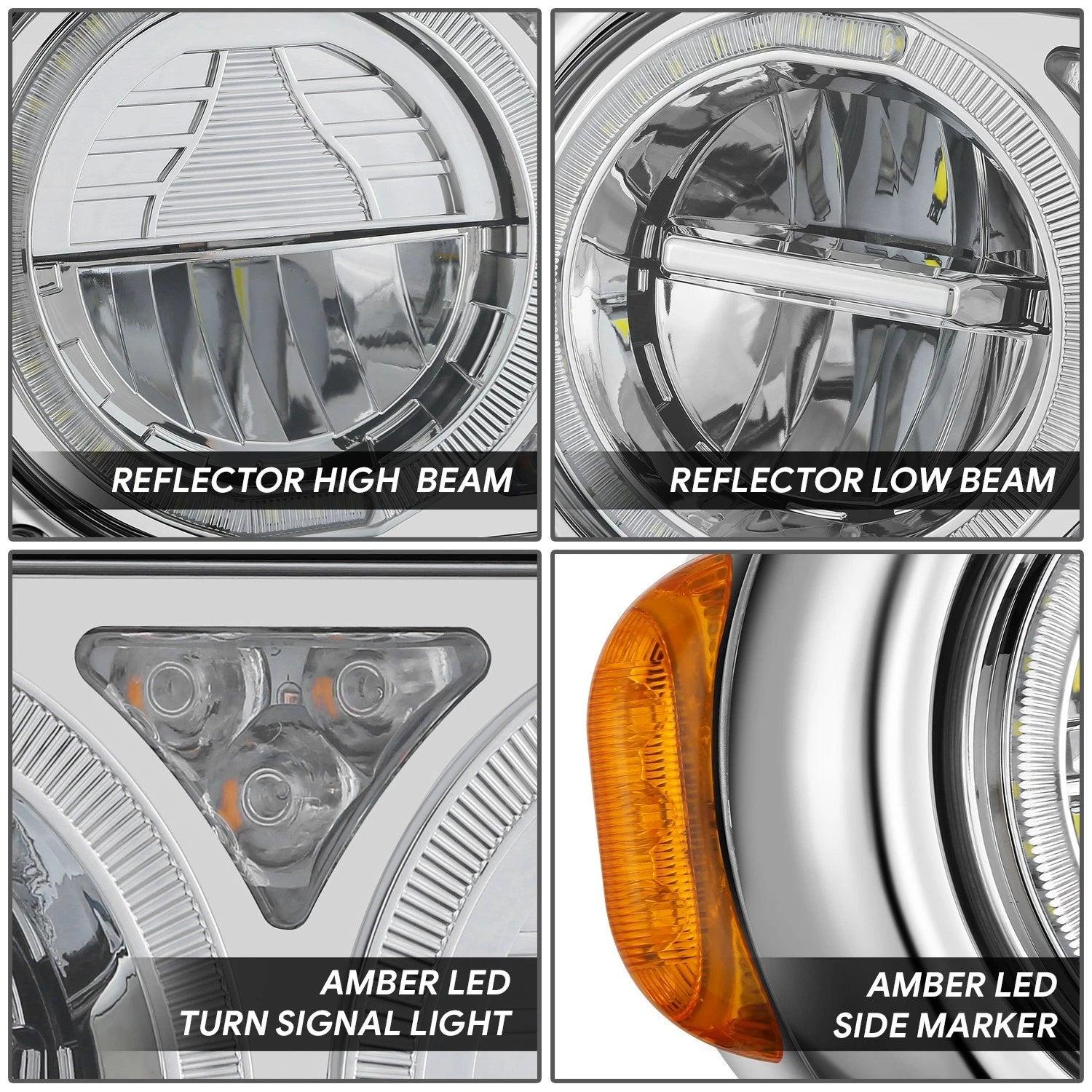 Full LED Reflector Conversion Headlight for Peterbilt 359 379 (1981–2021)