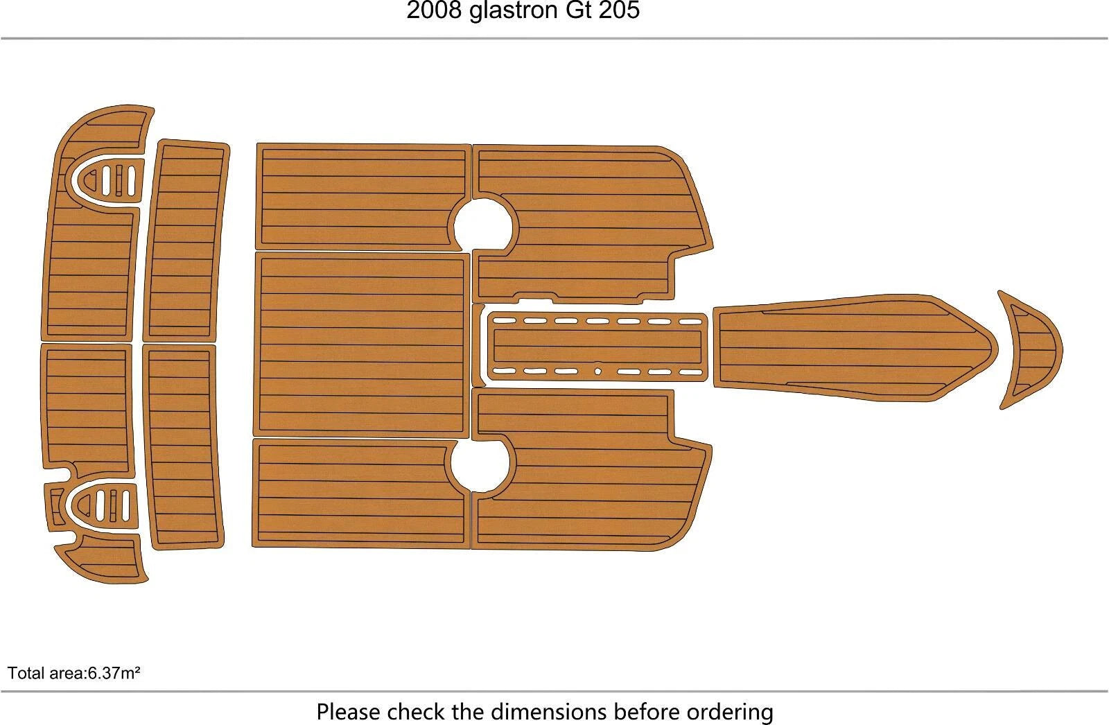 EVA Foam Teak Deck Flooring Mats for Glastron GT 205 (2008)
