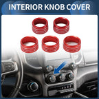 AC Media Volume Switch Knob Cover Ring for Dodge RAM 2018-2022 - 5 Pcs Red