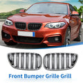 Pair Front Upper Bumper Grille for BMW 2 Series F22 Chrome Silver Tone