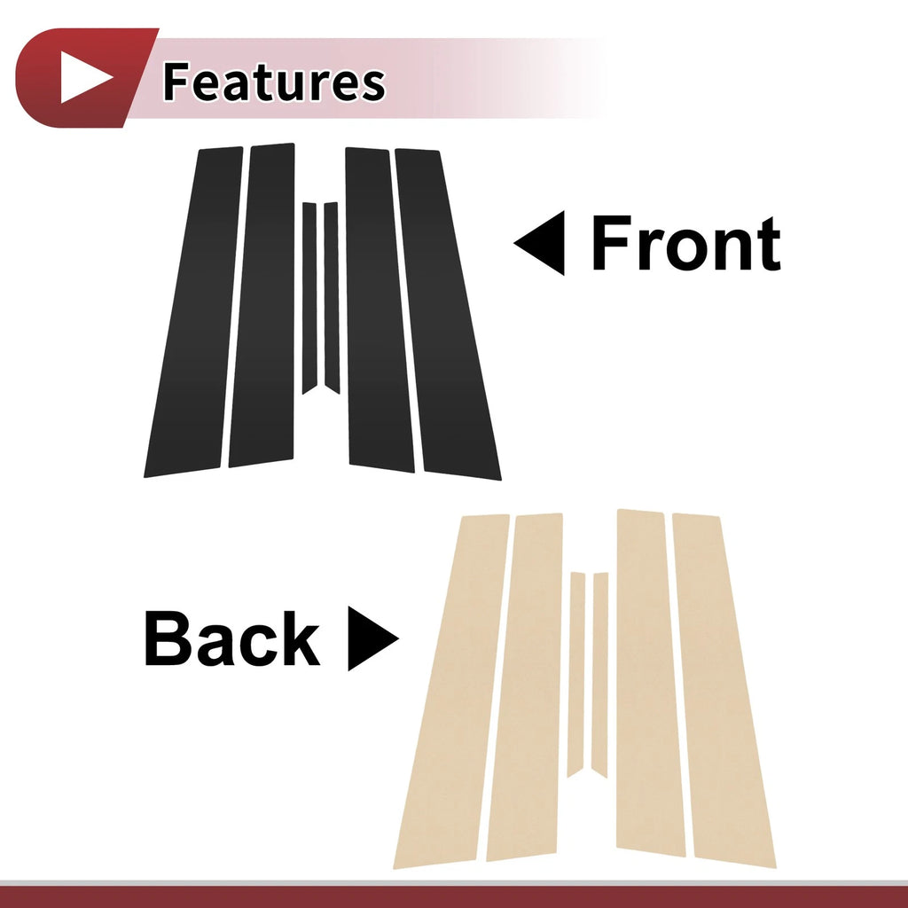 6 Pcs Car Door Pillar Window Trim for Toyota Reiz (2005–2009) Black