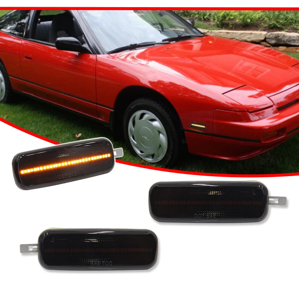 2X Front Side Marker Light Lamp for Nissan 240SX (1989–1994) Smoke Lens