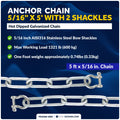 5' Galvanized Steel Lead Chain with Shackles for Boat Anchor