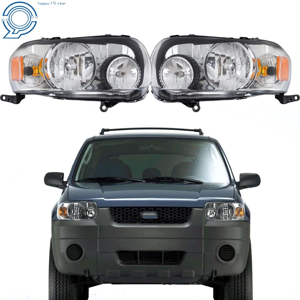 Set of 2 Halogen Headlights Assembly for Ford Escape (2005–2007)