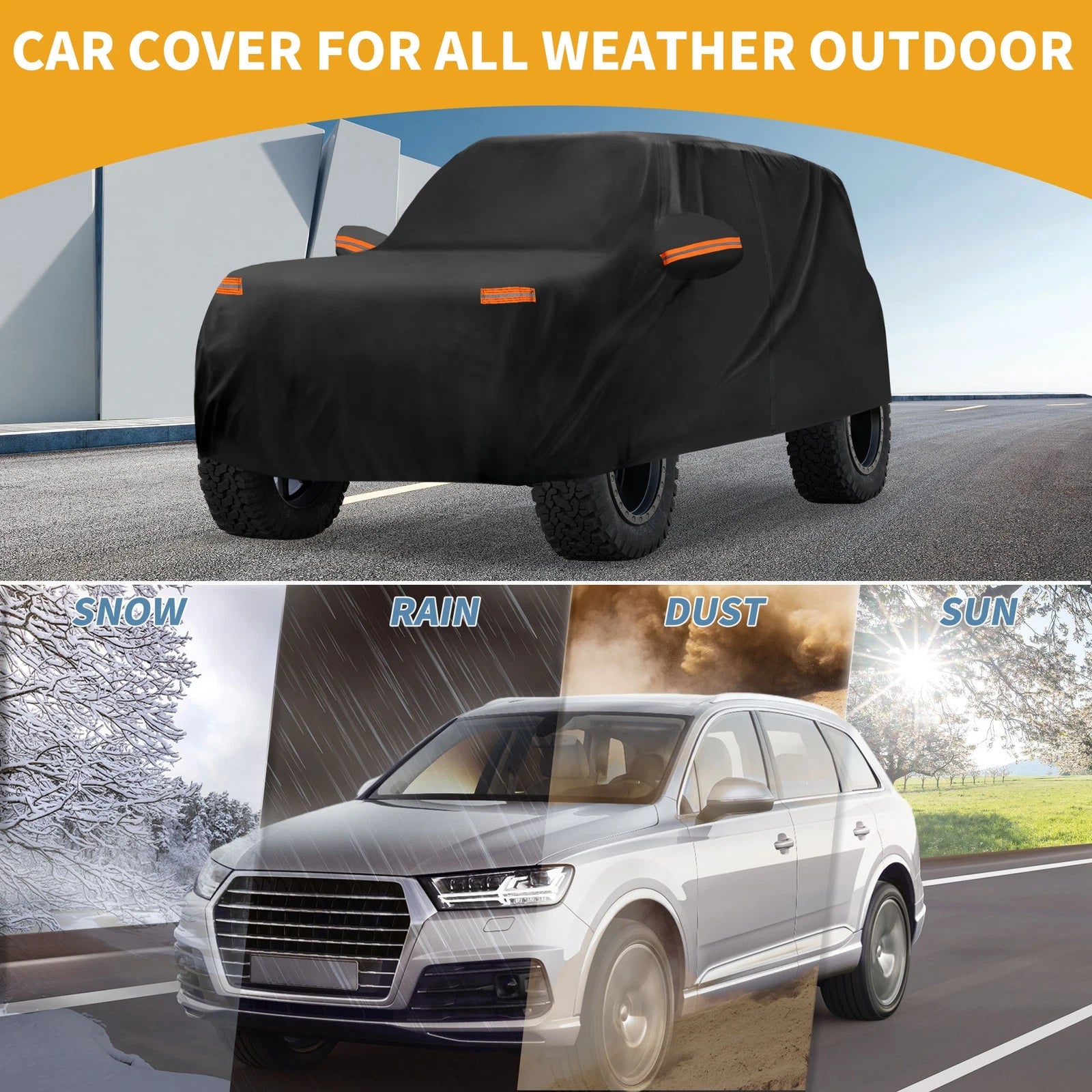 Car Cover Waterproof All Weather for Ford Bronco (2021–2023) 190T-PU Zipper