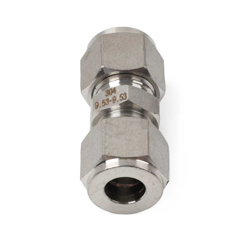 3/8" Equal OD Straight Through Ferrule Pipe Tube Connector Fitting for