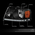 LED Headlights for Ford F150 Lincoln Mark LT (2004–2008) - Black Housing, Amber DRL