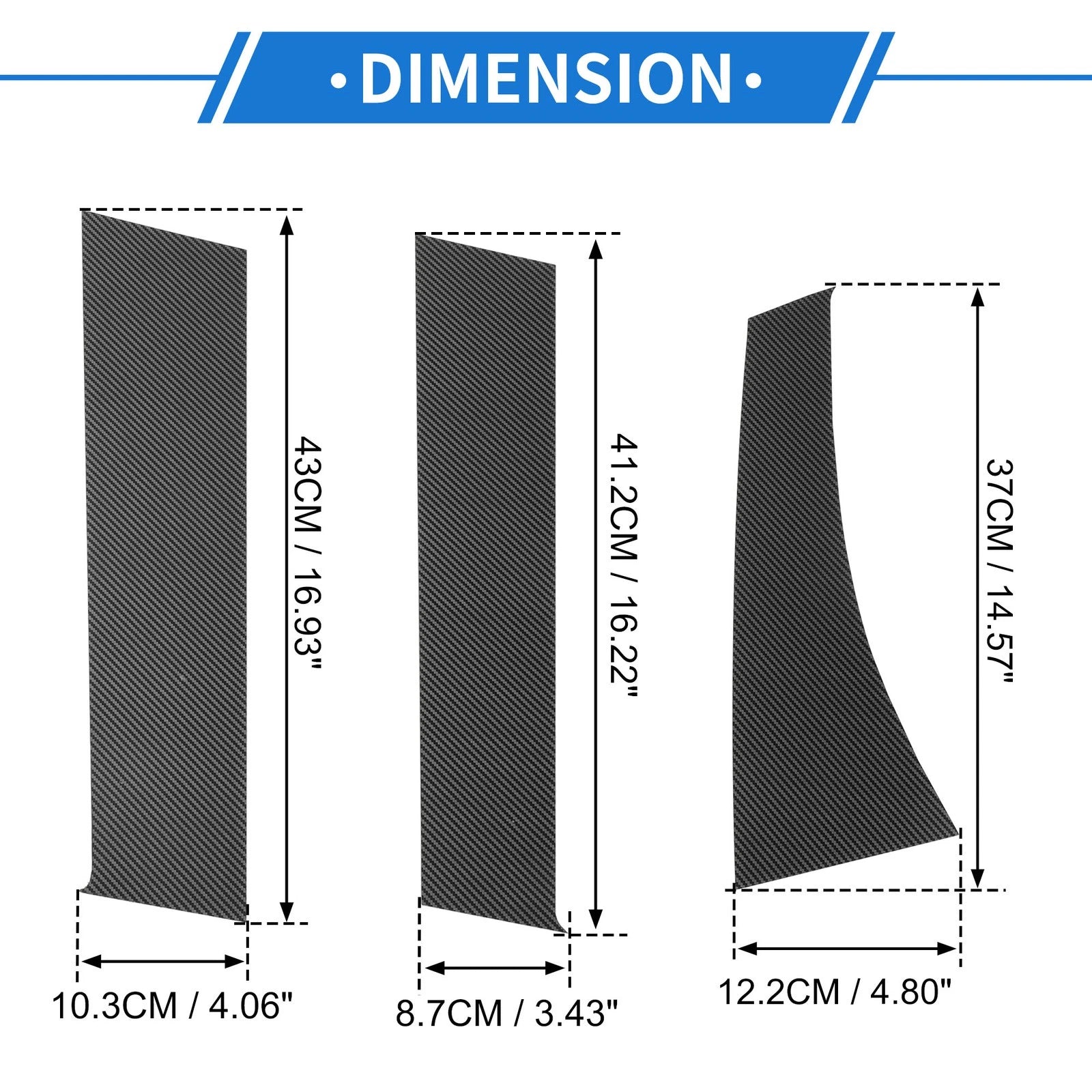 Set of 6 Door Pillar Window Trim for Mitsubishi (Carbon Fiber Pattern)