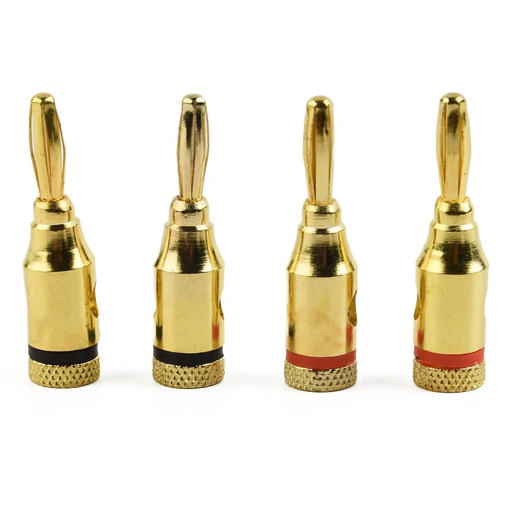 4X 4mm Gold Plated Banana Plugs for Audio Speaker Cable Connector