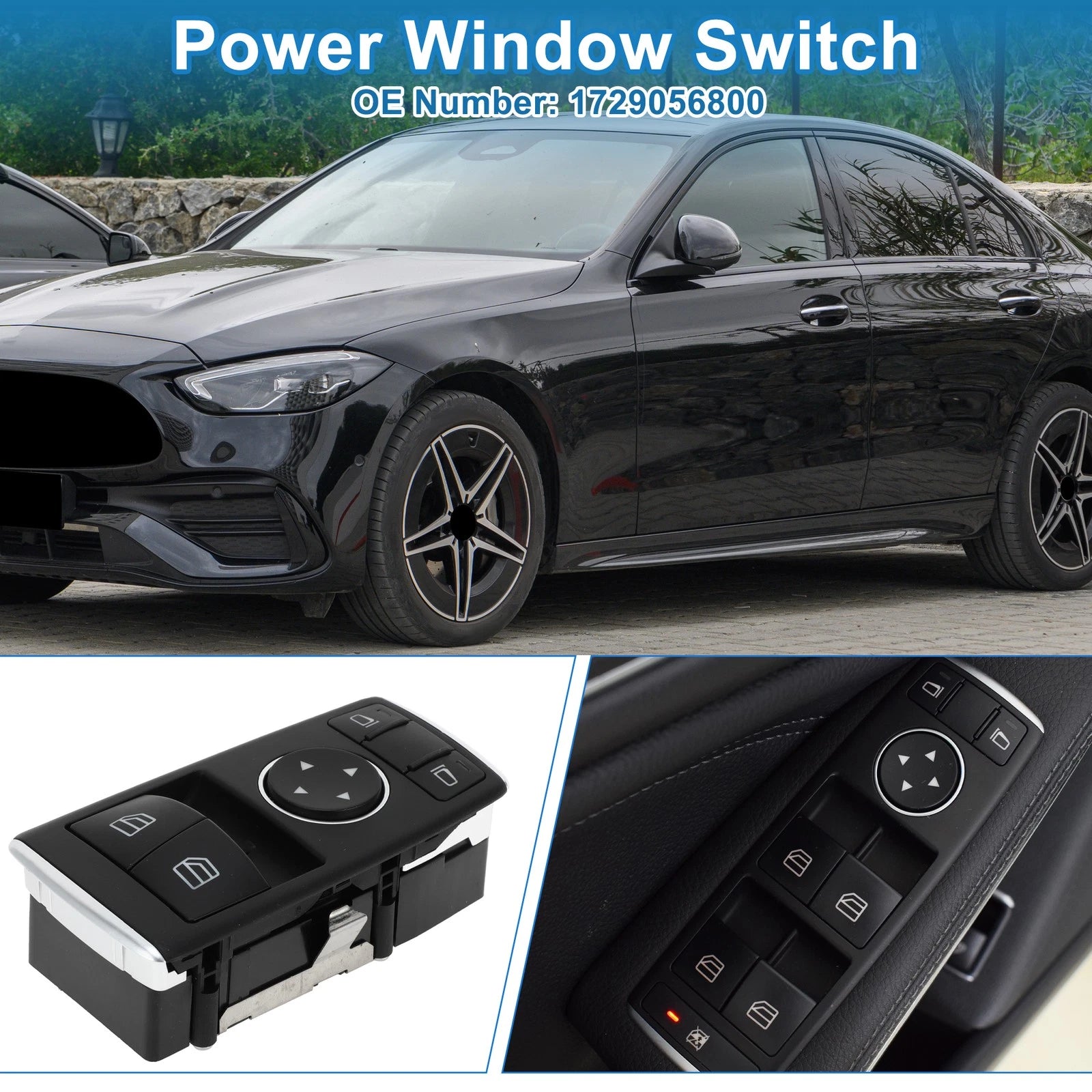Power Window Switch for Mercedes-Benz C 180 (M271.820, 115 7A/MT, 1729056800)