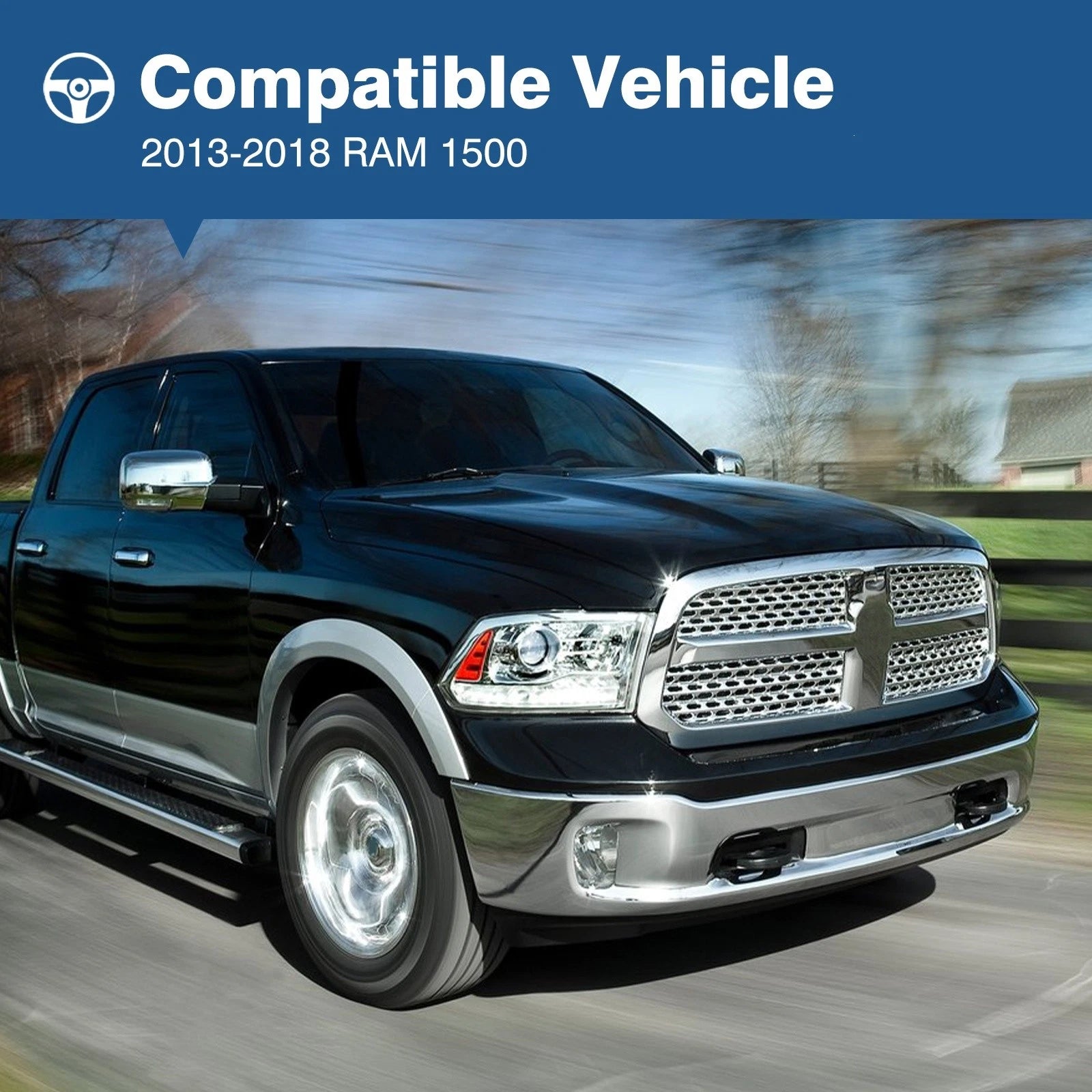 Chrome Steel Front Bumper for Dodge Ram 1500 (2013–2018)