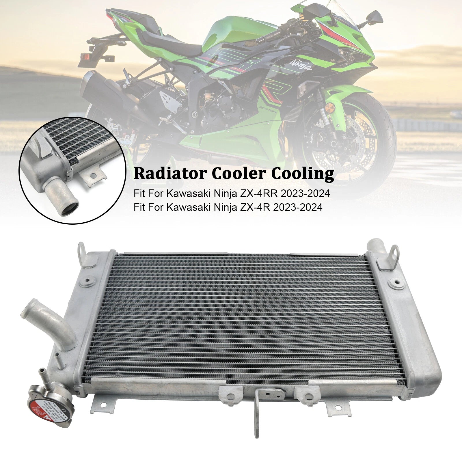 Radiator Cooling Engine Cooler for Kawasaki ZX-4R ZX-4RR (2023–2024) 39060-0758