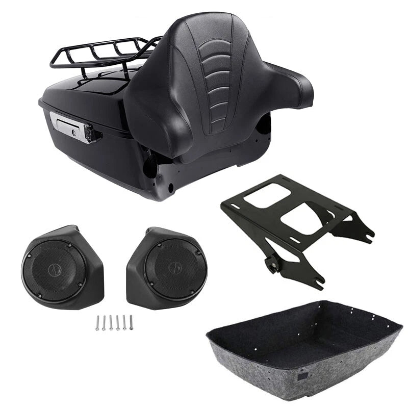 Trunk Mount Rack Backrest Speakers for Harley Touring Road Glide (2014–2026)