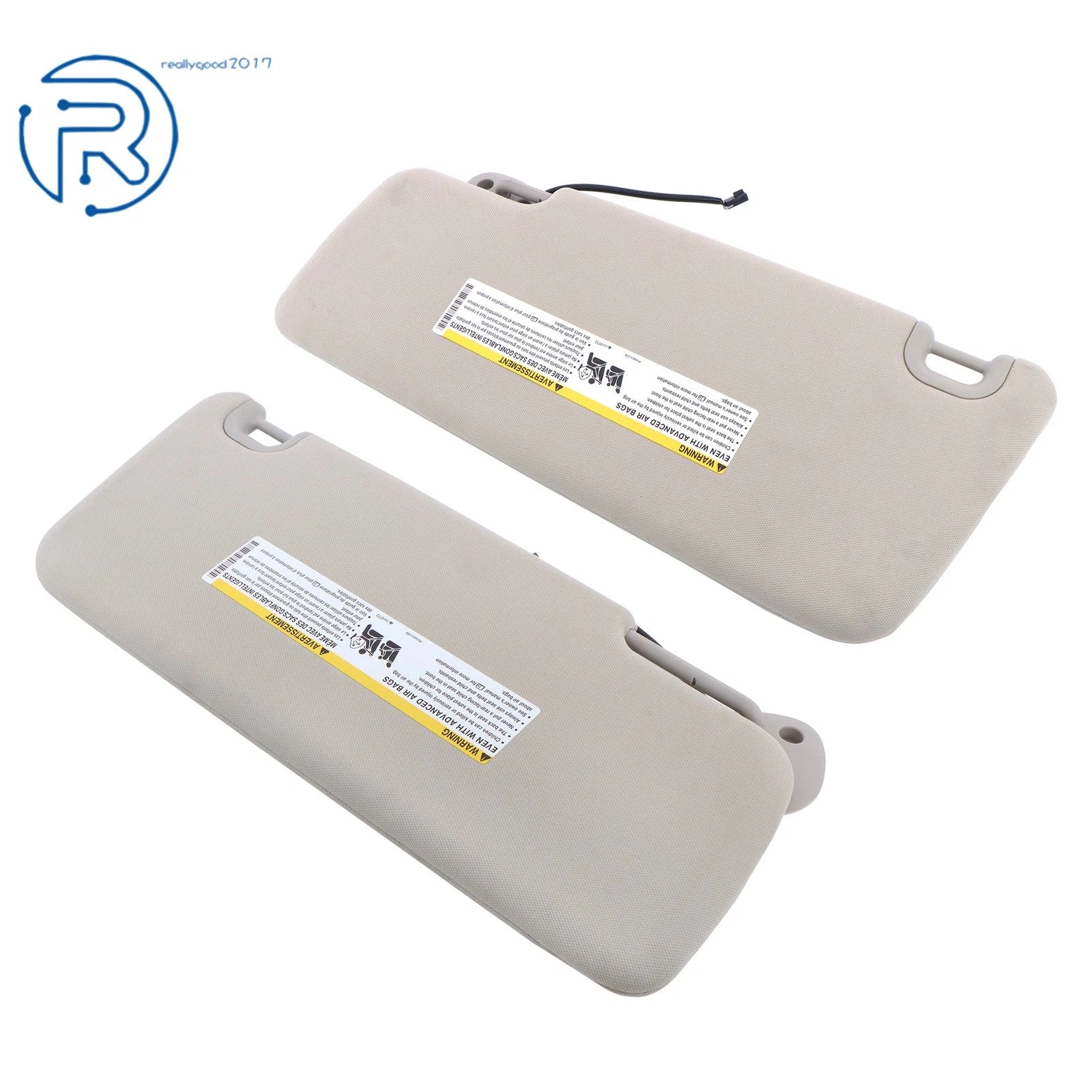 Sunvisor Set for Ram 1500 2500 3500 (2013–2018) Gray Plastic