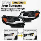 Halogen Upgrade HID Style LED DRL Headlight for Jeep Compass (2017–2021) Pair