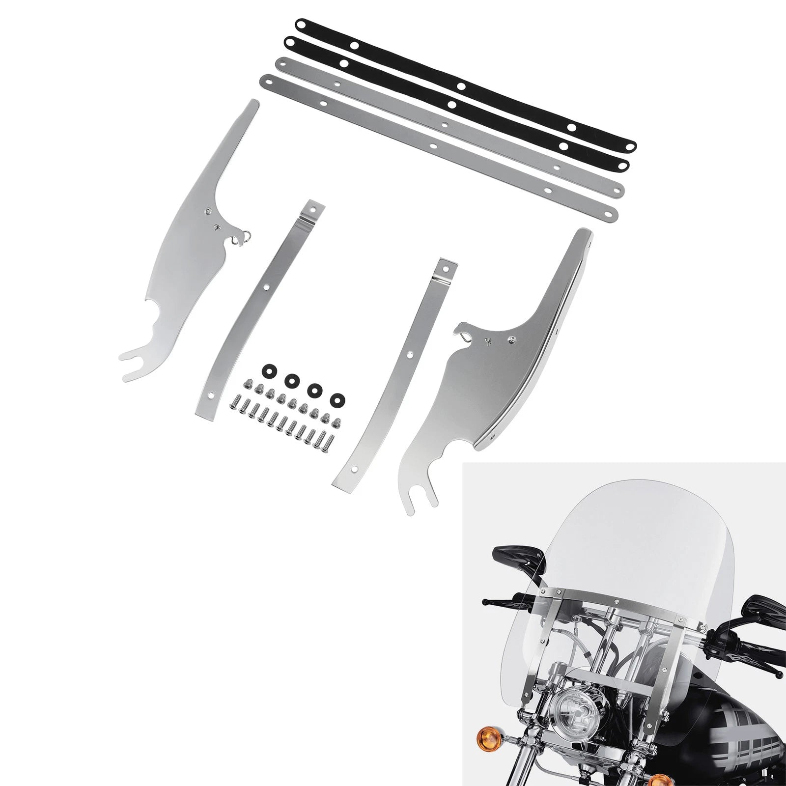 Chrome Windshield Mount Bracket for Harley Heritage Softail (2016–2023)