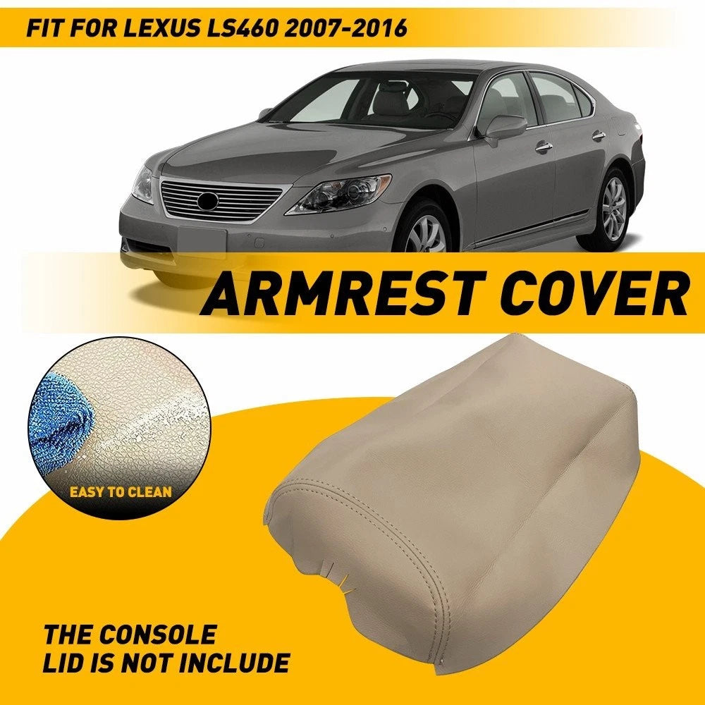 Leather Center Console Armrest Lid Skin Cover for Lexus LS460 (2007–2016) Beige PY