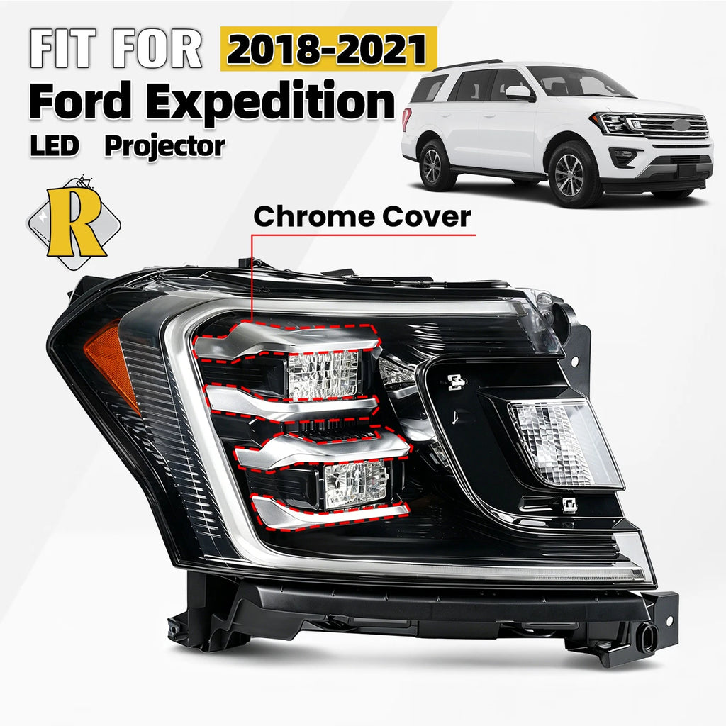 LED Headlight Projector Cover for Ford Expedition (2018–2021) RH